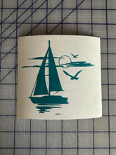 Load image into Gallery viewer, Sailboat Sunrise decal teal