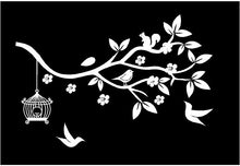 Load image into Gallery viewer, Bird cage birds squirrel on a branch laptop sticker