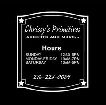 Load image into Gallery viewer, business hours window decal