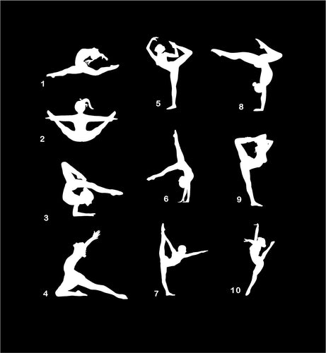gymnast silhouette decals car truck window waterbottle gymnast stickers