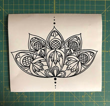 Load image into Gallery viewer, Lotus Flower Decal Intricate custom Vinyl car truck laptop boho sticker