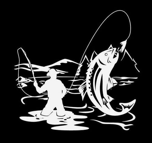 fly fishing fisherman trout car decal