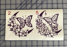 Load image into Gallery viewer, Butterfly Floral Crescent Moon vinyl decal