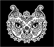 Load image into Gallery viewer, Fancy Intricate Cat head decal custom vinyl car truck window sticker
