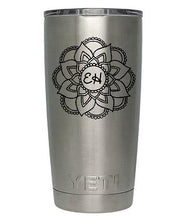Load image into Gallery viewer, Mandala Initial Decal Custom Vinyl drink cup tumbler car truck window laptop sticker