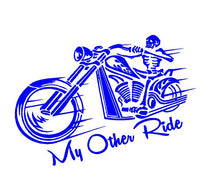 Load image into Gallery viewer, My other ride motorcycle skeleton car decal