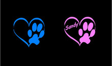 Load image into Gallery viewer, Paw Print Heart Decal Custom Vinyl car truck window laptop sticker