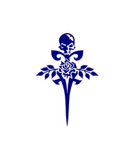 Load image into Gallery viewer, Gothic Rose Skull Sword Decal Custom Vinyl car truck window laptop Sticker