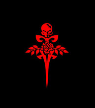 Load image into Gallery viewer, Gothic Rose Skull Sword Decal Custom Vinyl car truck window laptop Sticker