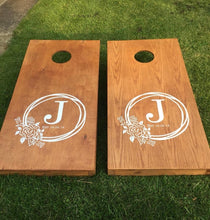 Load image into Gallery viewer, corn hole wedding decal custom initial anniversary stickers