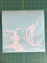 Load image into Gallery viewer, fly fishing decal car truck window fisherman trout sticker