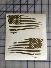 Load image into Gallery viewer, Distressed Tattered America Flag Decal Set of 2 Custom Vinyl Stickers