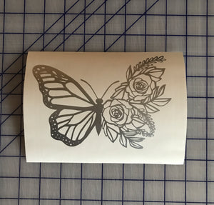 Butterfly floral custom vinyl decal