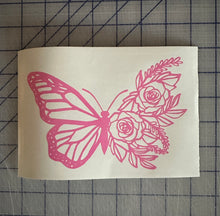 Load image into Gallery viewer, Pink Butterfly and floral design vinyl decal sticker 