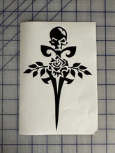 Load image into Gallery viewer, Skull Rose sword decal sticker 