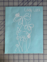 Load image into Gallery viewer, Lady Luck Lady Bug Flower Decal Custom Vinyl laptop car truck window sticker