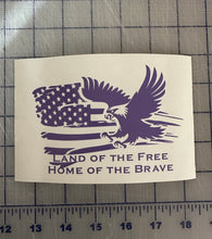 Load image into Gallery viewer, Land of the free home of the brave Eagle flag decal 