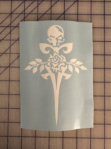 Skull Rose Sword Decal 