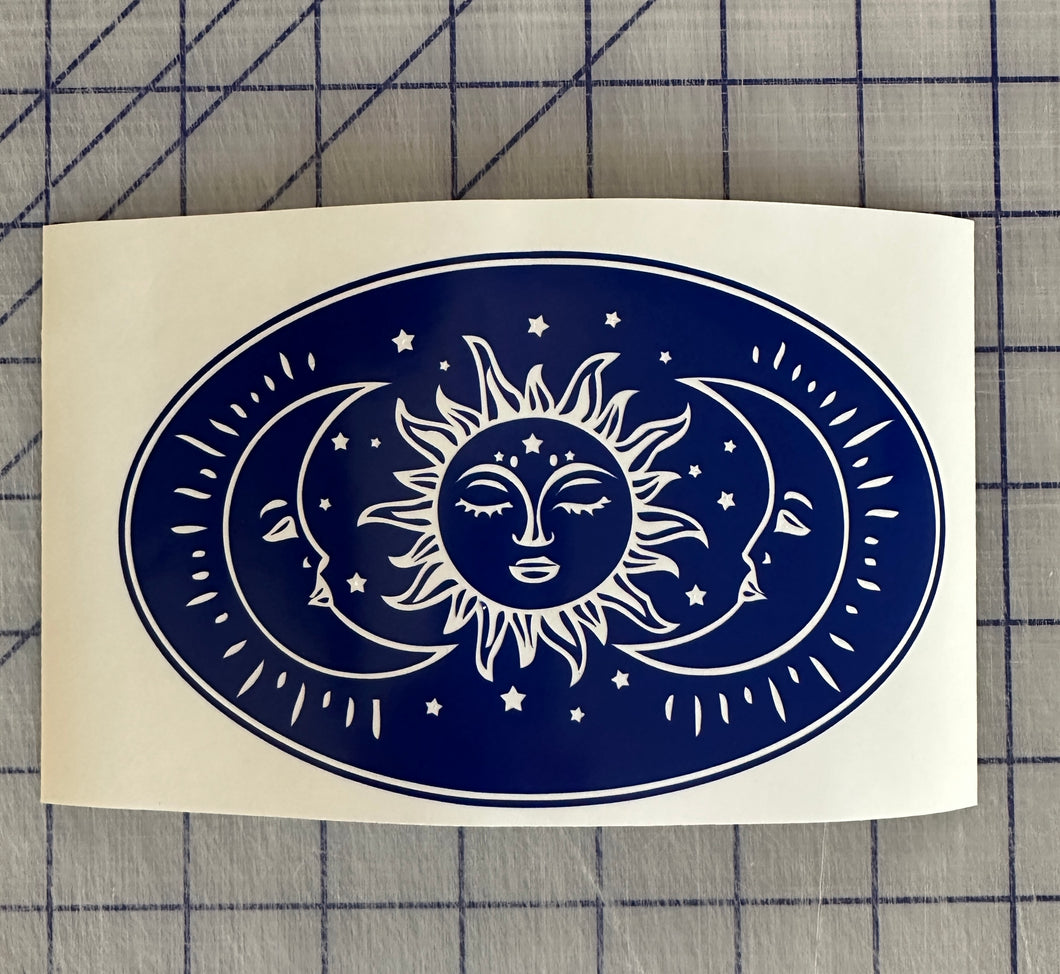 Celestial moon and sun decal sticker