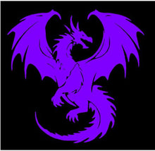 Load image into Gallery viewer, A stylized purple dragon silhouette vinyl decal for vehicles or any smooth surface.