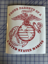 Load image into Gallery viewer, USMC proud parents decal