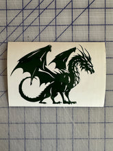 Load image into Gallery viewer, A black dragon silhouette decal or sticker die cut with no background. 