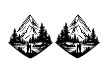 Load image into Gallery viewer, Set of 2 Mountain Lake Family Cornhole board decals.