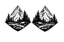 Load image into Gallery viewer, Mountain Lake biker Cornhole board decals