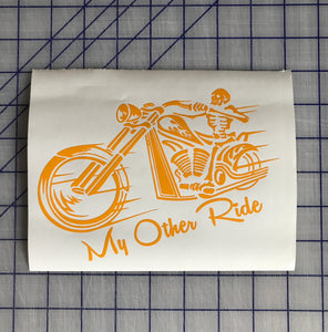 My Other Ride Skeleton Motorcycle Decal Custom Vinyl Car Truck Window Customizable Sticker