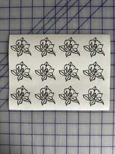 Mini Magnolia Flower Decals Custom Wedding Craft Project Stickers Set of 12