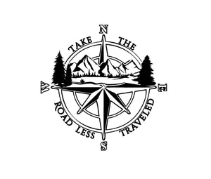 take the road less traveled compass decal