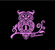 Load image into Gallery viewer, owl breast cancer survivor decal car truck window pink ribbon sticker