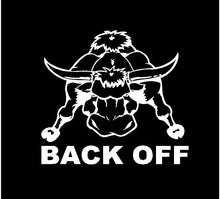 Load image into Gallery viewer, back off tailgating bull decal car truck window sticker