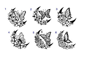 Butterfly floral crescent moon decals