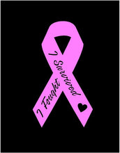 Load image into Gallery viewer, Breast cancer pink ribbon decal I fought I survived car truck bumper sticker