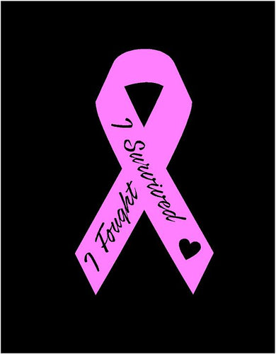 Breast cancer pink ribbon decal I fought I survived car truck bumper sticker