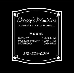 business hours window decal