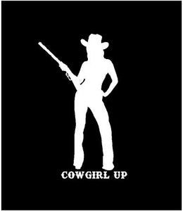 cowgirl up silhouette decal car truck window laptop sticker