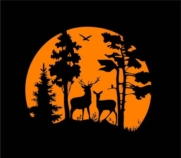 deer scene decal hunting wildlife car truck window sticker