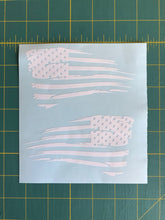 Load image into Gallery viewer, Distressed Tattered America Flag Decal Set of 2 Custom Vinyl Stickers