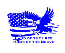 Load image into Gallery viewer, land of the free home of the brave flag eagle decal