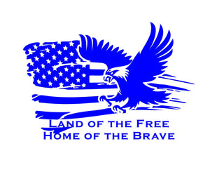 land of the free home of the brave flag eagle decal