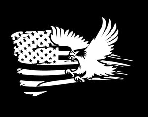 tattered eagle flag decal