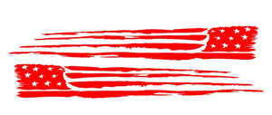 Distressed Tattered USA America Flag Decal Set of 2 Large Custom Vinyl Stickers