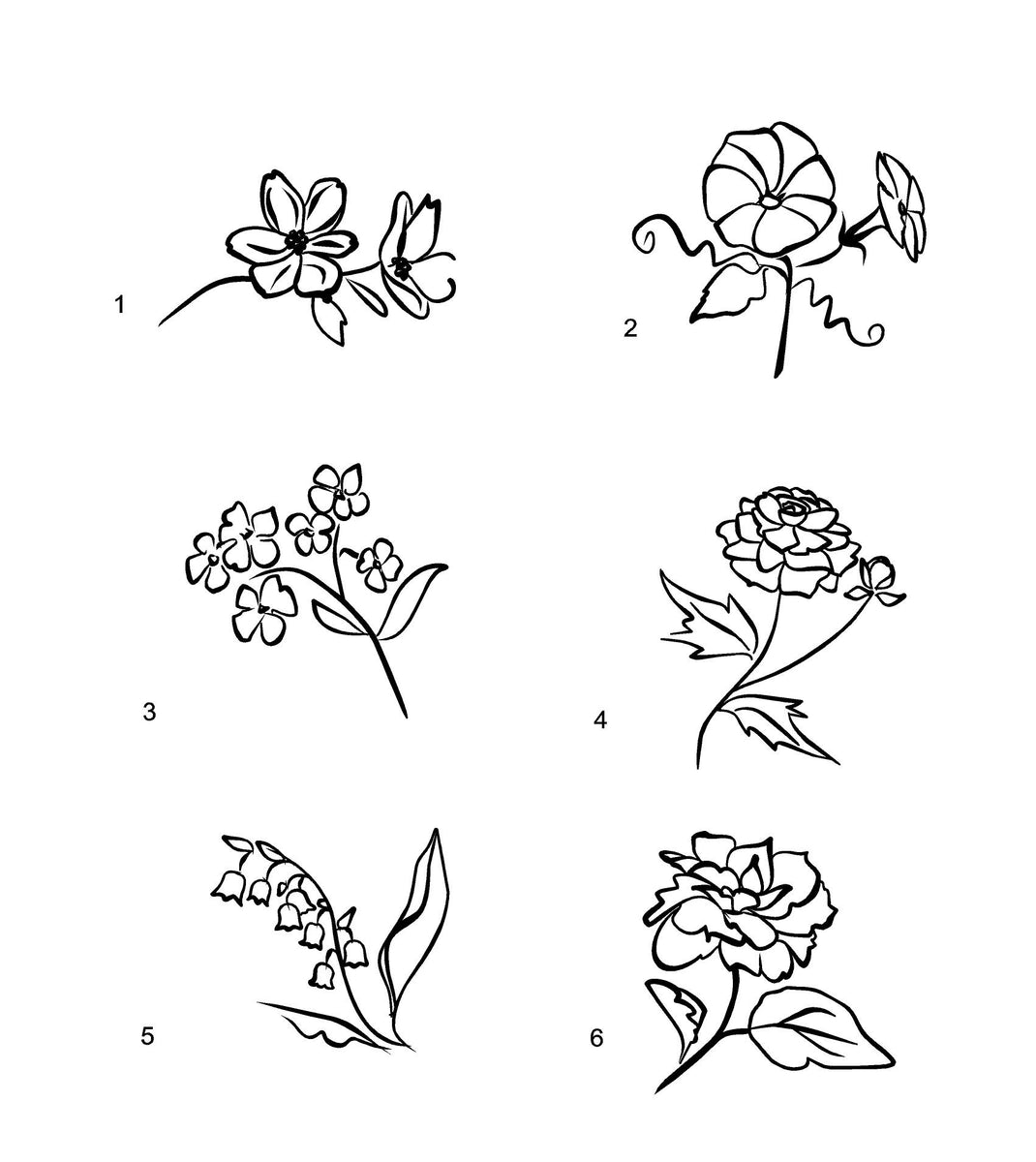 Flower Line Art Decals Custom Vinyl Laptop window Floral Sticker ...