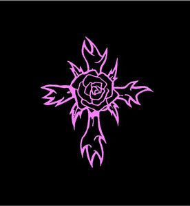 gothic rose cross decal car truck window religious sticker