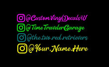 Load image into Gallery viewer, Instagram Fancy Name Decals Social Media IG tag set of 2 car truck window Stickers