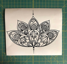 Load image into Gallery viewer, Lotus Flower Decal Intricate custom Vinyl car truck laptop boho sticker