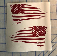 Load image into Gallery viewer, Distressed Tattered America Flag Decal Set of 2 Custom Vinyl Stickers