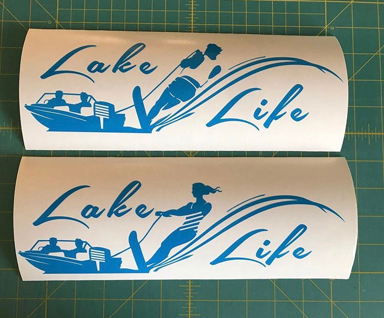 lake life water skier decal car truck window sticker